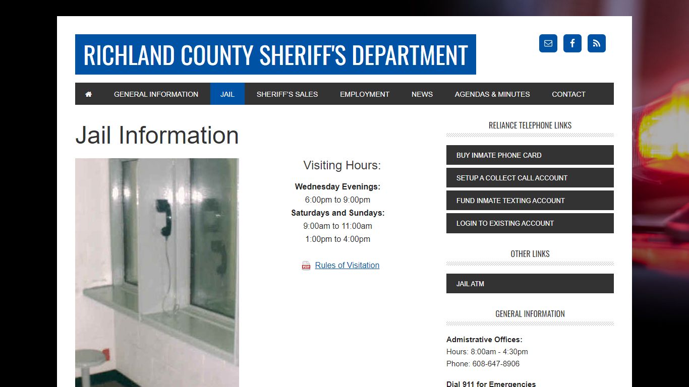Jail Information - Richland County, Wisconsin